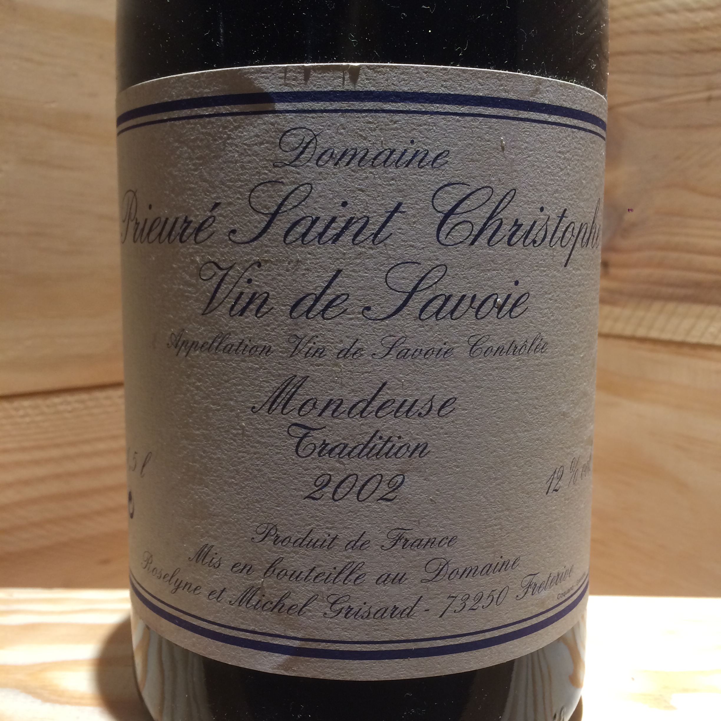 Vin Rouge Savoie Mondeuse Prestige Michel Grisard 2002