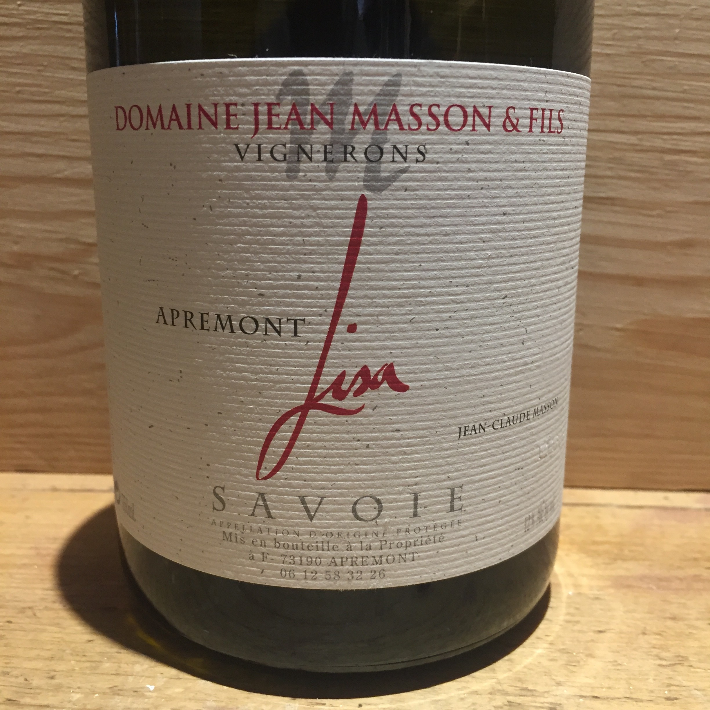 Vin Blanc Savoie Apremont Lisa Domaine Jean Masson & fils 2019